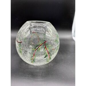 Fifth Avenue Ltd Crystal Crackle Glass Hand Painted 10" Tea Light Lamp Vase